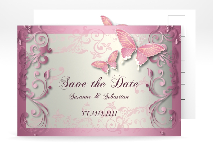 Save the Date-Postkarte Toulouse A6 Postkarte rosa hochglanz