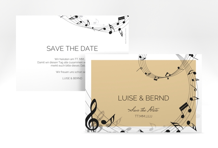 Save the Date-Karte Melody A6 Karte quer beige