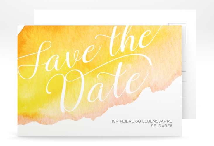Save the Date-Postkarte Geburtstag Aquarell A6 Postkarte gelb hochglanz