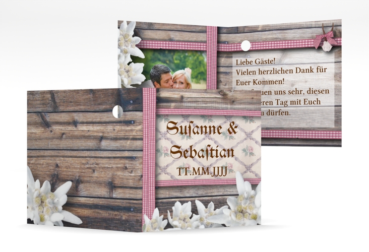 Geschenkanhänger Hochzeit Bayern Geschenkanhänger 10er Set rot mit Edelweiß in rustikaler Holz-Optik