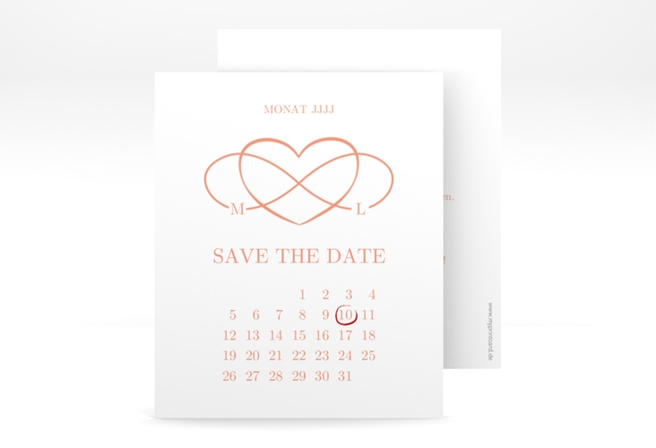 Save the Date-Kalenderblatt Infinity Kalenderblatt-Karte apricot