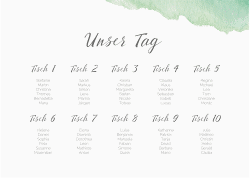 Klick: Details zu Sitzplan Poster Hochzeit "Aquarella" anzeigen Sitzplan Poster Hochzeit Aquarella 70 x 50 cm Poster gruen