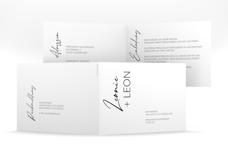 Hochzeitseinladung Your Name mittlere Klappkarte quer