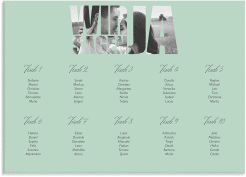 Sitzplan Leinwand Hochzeit Letters 70 x 50 cm Leinwand mint