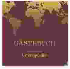 Gästebuch Selection Ferienwohnung Cosmopolitan Leinen-Hardcover rot mit Weltkarte