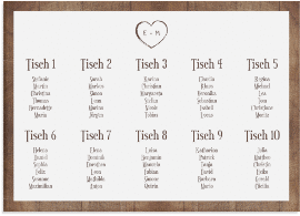 Klick: Details zu Sitzplan Leinwand Hochzeit "Wood" anzeigen Sitzplan Leinwand Hochzeit "Wood" 70 x 50 cm Leinwand braun