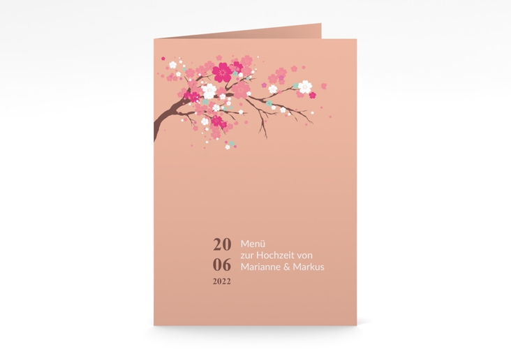Menükarte Hochzeit "Sakura" DIN A5 geklappt apricot