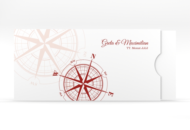 Hochzeitseinladung Windrose Einsteckkarte rot