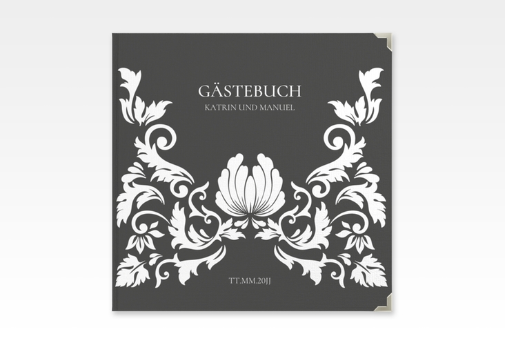 Gästebuch Selection Hochzeit Royal Leinen-Hardcover schwarz mit barockem Blumen-Ornament
