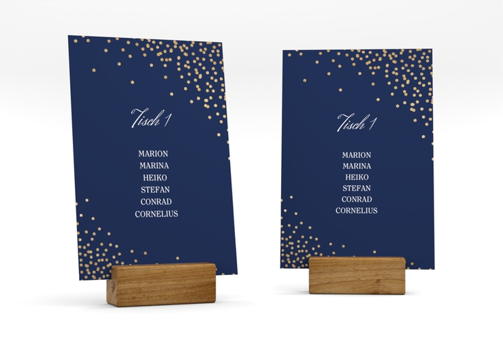 Tischaufsteller Hochzeit Glitter Tischaufsteller blau hochglanz