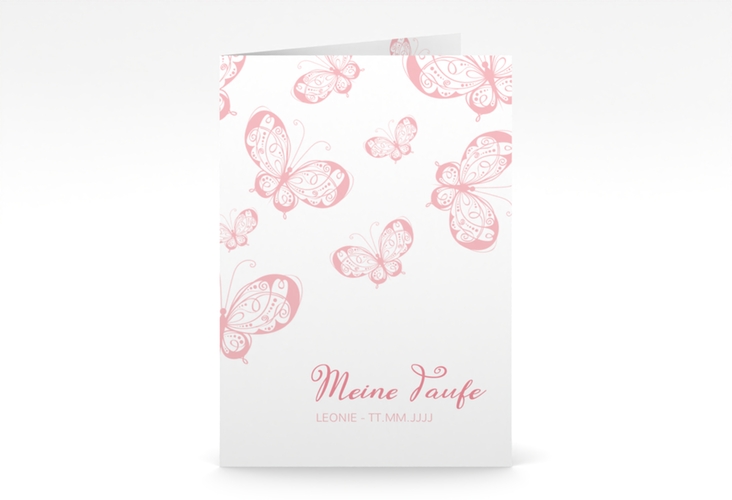 Taufeinladung Protection A6 Klappkarte hoch rosa