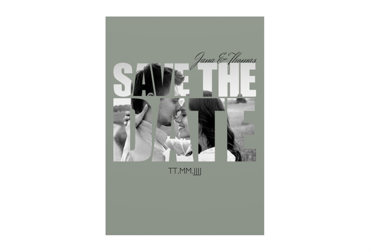 Save the Date-Visitenkarte Letters Visitenkarte hoch gruen