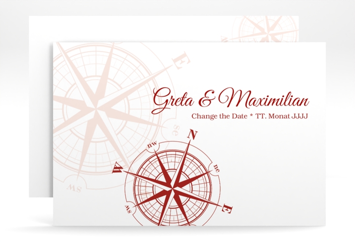 Change the Date-Karte Windrose A6 Karte quer rot