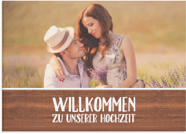 Klick: Details zu Willkommensschild Hochzeit "Landliebe" anzeigen Willkommensschild Hochzeit "Landliebe" 70 x 50 cm Leinwand braun