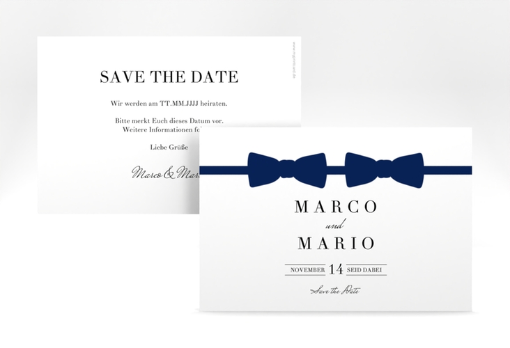 Save the Date-Karte Suits A6 Karte quer blau hochglanz