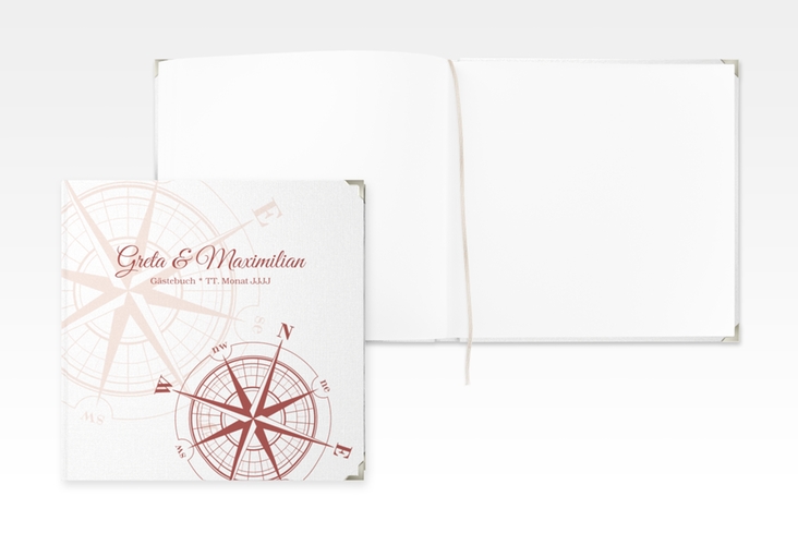 Gästebuch Selection Hochzeit Windrose Leinen-Hardcover rot