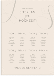 Sitzplan Leinwand Hochzeit Eheschließung 50 x 70 cm Leinwand beige