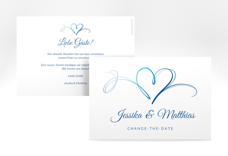 Change the Date-Karte Envie A6 Karte quer blau hochglanz