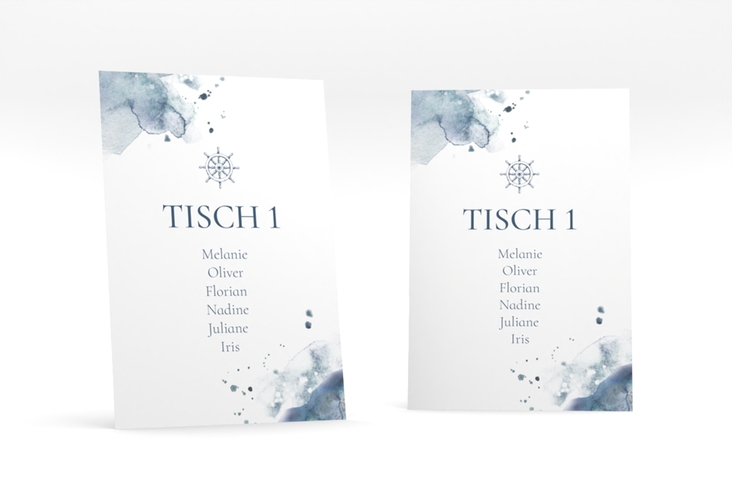 Tischaufsteller Hochzeit Steuerrad Tischaufsteller in maritimen Blautönen