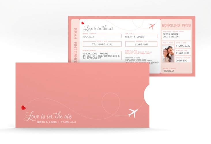 Hochzeitseinladung Weddingpass Einsteckkarte rosa hochglanz