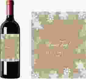 Weinetikett zur Hochzeit Snowfall Etikett Weinflasche 4er Set kraftpapier mit Schneeflocken für Winterhochzeit