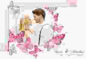 Save the Date-Karte Hochzeit "Schmetterlinge" A6 quer pink