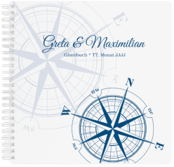 Klick: Details zu Gästebuch Hochzeit "Windrose" anzeigen Gästebuch Hochzeit "Windrose" Ringbindung blau