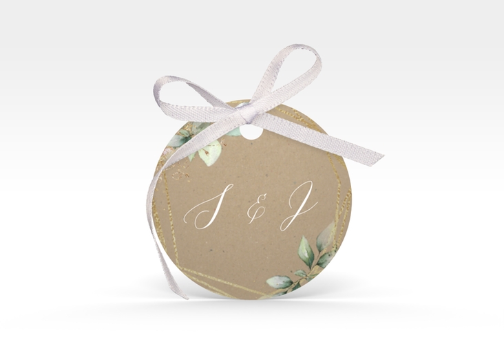 Geschenkanhänger Hochzeit Greenish Geschenkanhänger, rund Kraftpapier