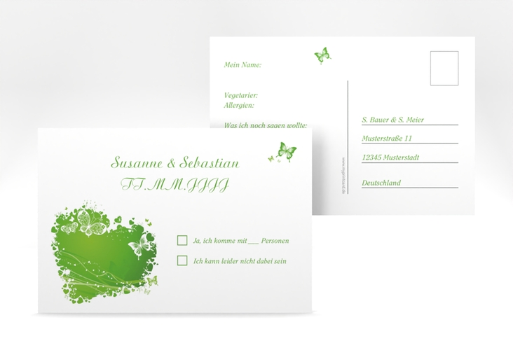 Antwortkarte Hochzeit Mailand A6 Postkarte gruen