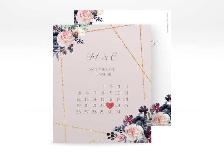 Save the Date-Kalenderblatt Azalie Kalenderblatt-Karte rosa hochglanz
