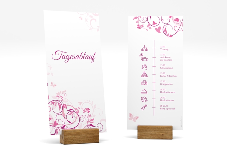 Tagesablauf Hochzeit Lilly lange Karte hoch pink hochglanz