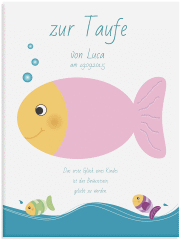 Fingerabdruck-Leinwand Fische (bis 60 Gäste) 30 x 40 cm rosa