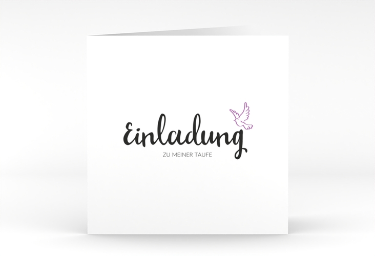 Einladung Taufe Belief quadr. Klappkarte lila