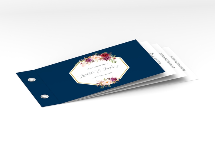 Hochzeitseinladung Prachtvoll Booklet blau hochglanz
