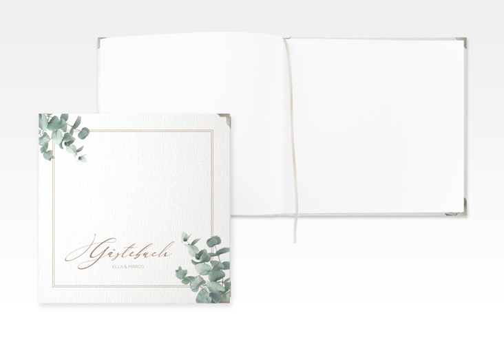 Gästebuch Selection Hochzeit Eucalypt Leinen-Hardcover mit Eukalyptus und edlem Rahmen