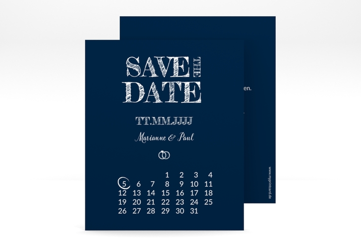 Save the Date-Kalenderblatt Rise Kalenderblatt-Karte blau hochglanz