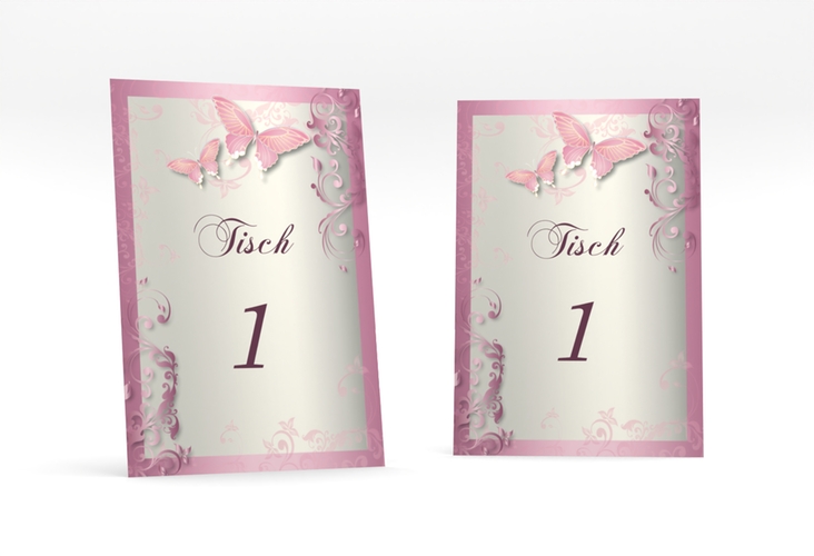 Tischnummer Hochzeit Toulouse Tischaufsteller rosa hochglanz