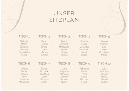 Sitzplan Poster Hochzeit Eheschließung 70 x 50 cm Poster beige