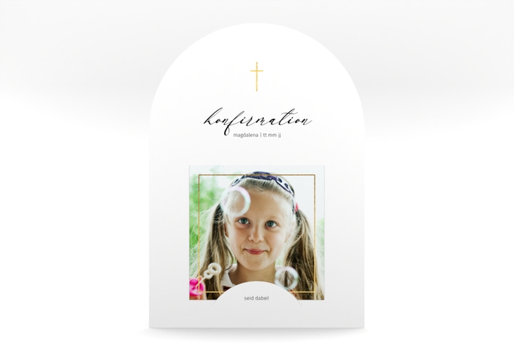 Konfirmationseinladung Crucis mittlere Bogen-Karte + Foto hochglanz