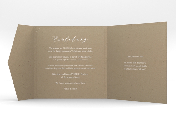 Hochzeitseinladung Naturelove Pocketfold weiss