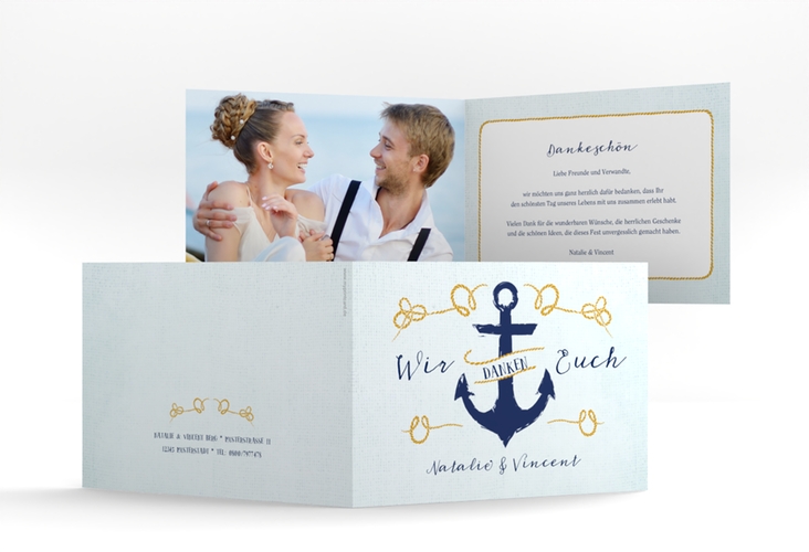 Dankeskarte Hochzeit Anker A6 Klappkarte quer
