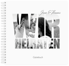 Gästebuch Hochzeit Letters Ringbindung weiss