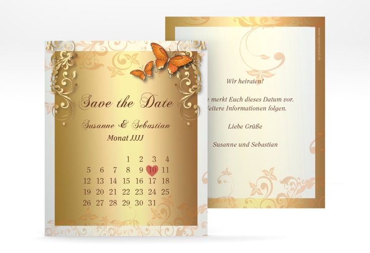 Save the Date-Kalenderblatt Toulouse Kalenderblatt-Karte orange hochglanz