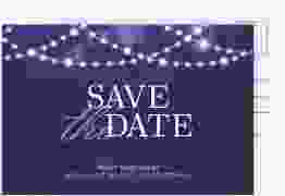 Save the Date-Postkarte Geburtstag Girlande A6 Postkarte blau edel mit Bokeh