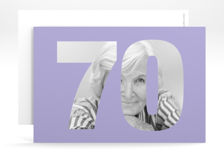 Einladung 70. Geburtstag Numbers A6 Karte quer flieder