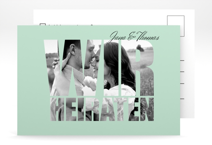 Antwortkarte Hochzeit Letters A6 Postkarte mint hochglanz