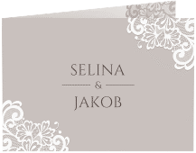 Klick: Details zu Dankeskarte Hochzeit "Vintage" anzeigen Dankeskarte Hochzeit Vintage A6 Klappkarte quer grau mit floraler Spitze