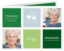 Einladung 70. Geburtstag Celebration A6 Klappkarte quer gruen