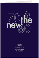 Einladung 70. Geburtstag Grateful A6 Klappkarte hoch blau