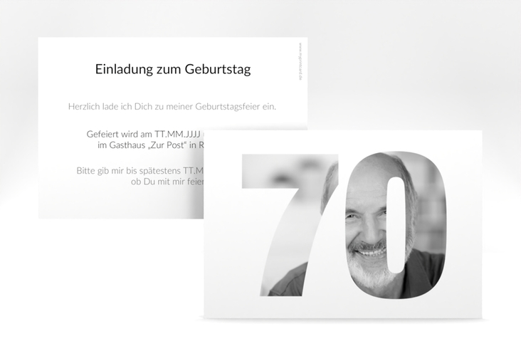 Einladung 70. Geburtstag Numbers A6 Karte quer weiss